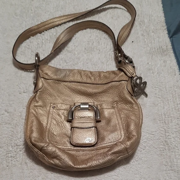 B. Makowsky Metallic Gold Shoulder Bag - Picture 1 of 10